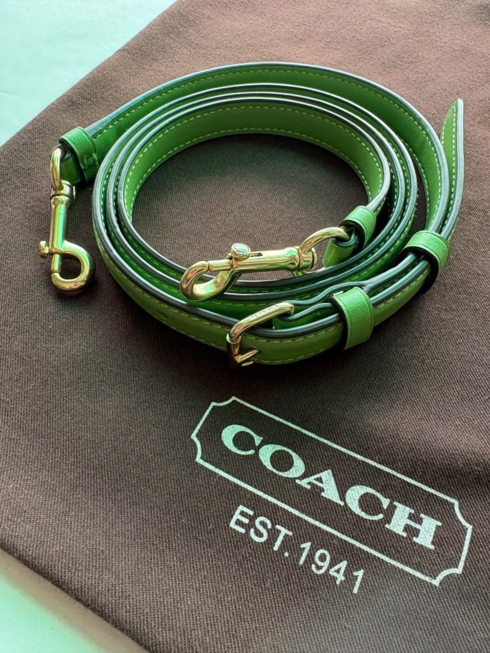 NEW ๐ Coach Apple Green Leather Adjustable Crossbody Replacement Strap - Picture 14 of 15